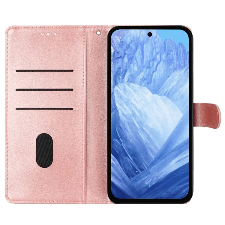 For Google Pixel 8 Pro Wallet Case Butterfly Floral Imprint Leather Phone Cover with Stand - Rose Gold