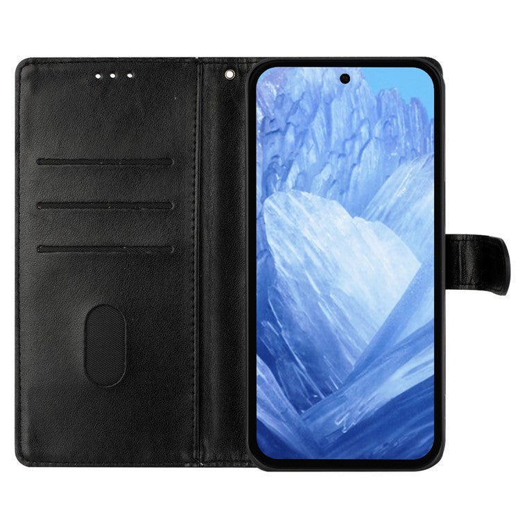 For Google Pixel 7a Case Butterfly Floral Imprint Leather Stand Phone Cover - Black