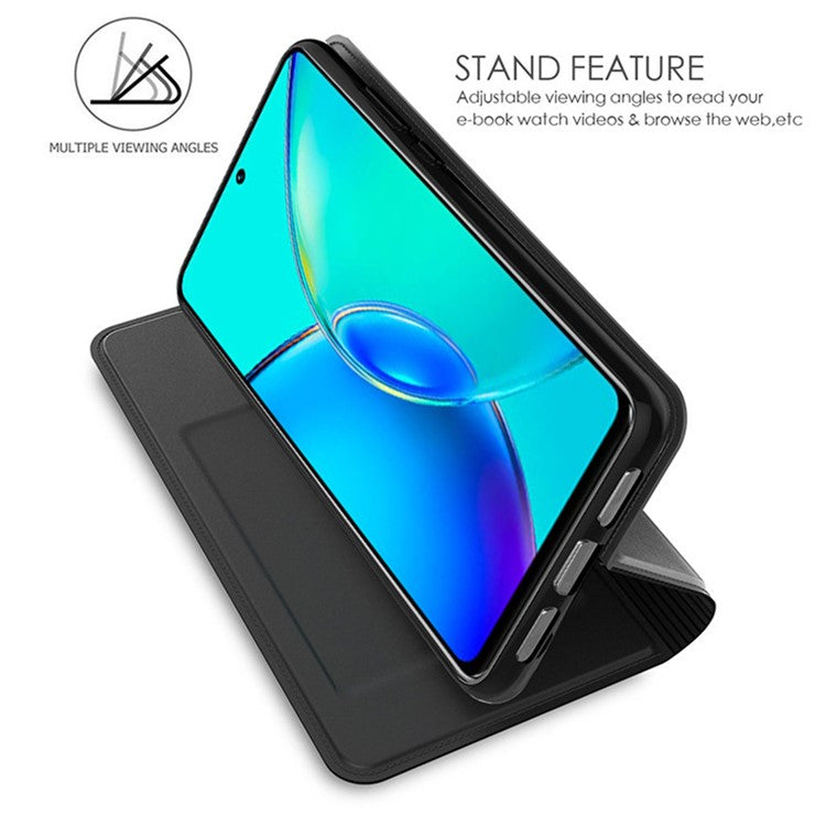 For vivo Y200 Pro 5G Case Card Holder Leather Strong Magnetic Closure Phone Protective Cover - Black