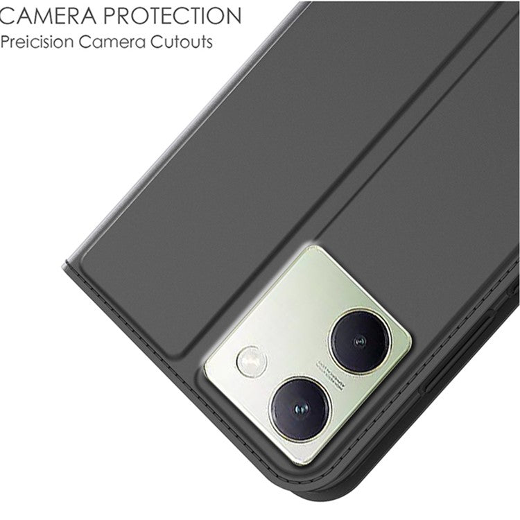 For vivo Y200 Pro 5G Case Card Holder Leather Strong Magnetic Closure Phone Protective Cover - Black