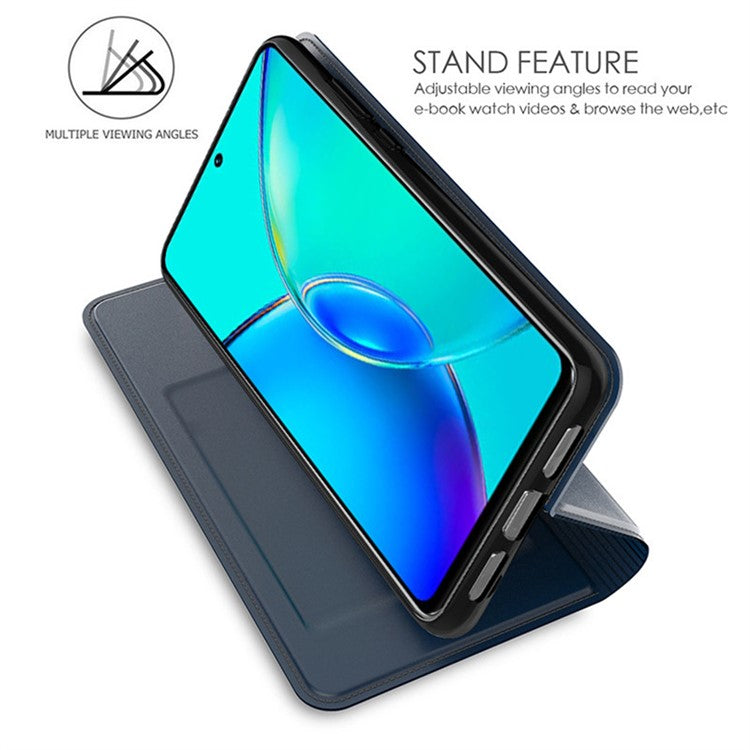 For vivo Y200 Pro 5G Case Card Holder Leather Strong Magnetic Closure Phone Protective Cover - Blue