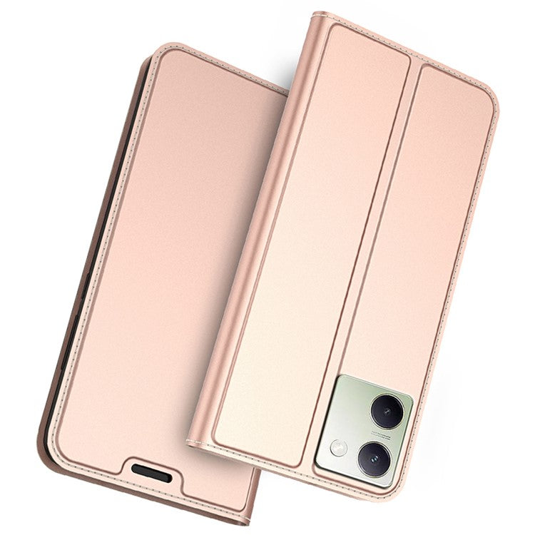 For vivo Y200 Pro 5G Case Card Holder Leather Strong Magnetic Closure Phone Protective Cover - Rose Gold