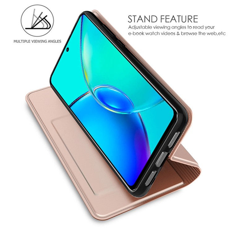 For vivo Y200 Pro 5G Case Card Holder Leather Strong Magnetic Closure Phone Protective Cover - Rose Gold