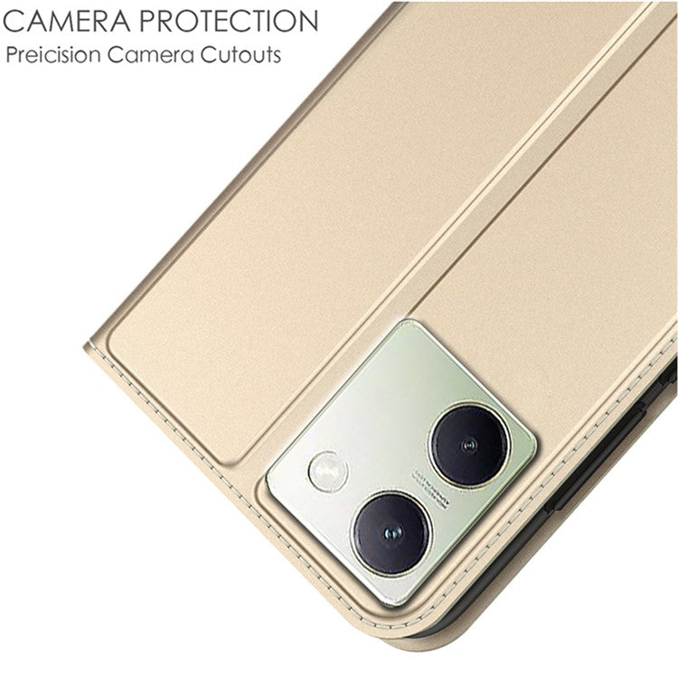 For vivo Y200 Pro 5G Case Card Holder Leather Strong Magnetic Closure Phone Protective Cover - Gold