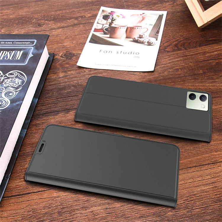 For vivo Y200 Pro 5G Case Card Holder Leather Phone Cover Horizontal Viewing Stand - Black