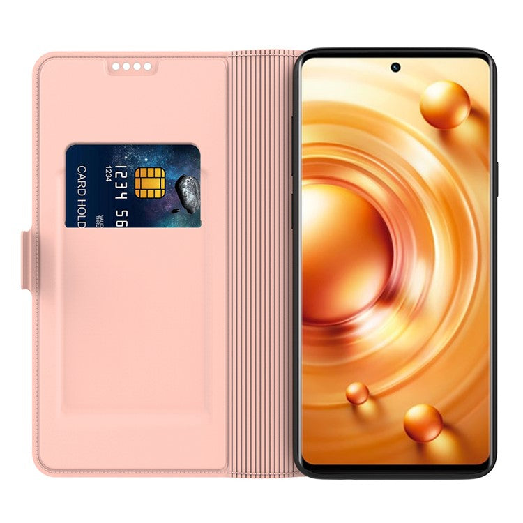 For vivo Y200 Pro 5G Case Card Holder Leather Phone Cover Horizontal Viewing Stand - Rose Gold