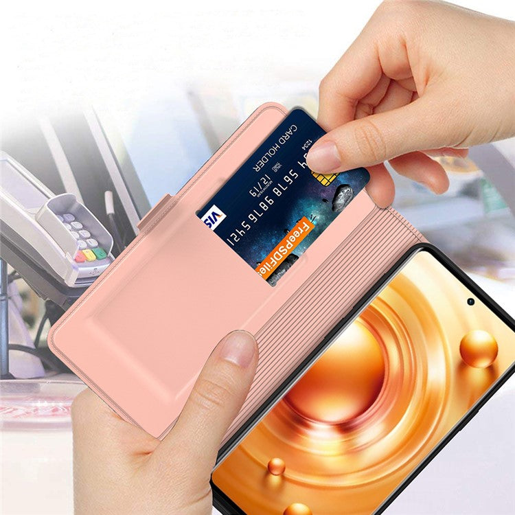 For vivo Y200 Pro 5G Case Card Holder Leather Phone Cover Horizontal Viewing Stand - Rose Gold