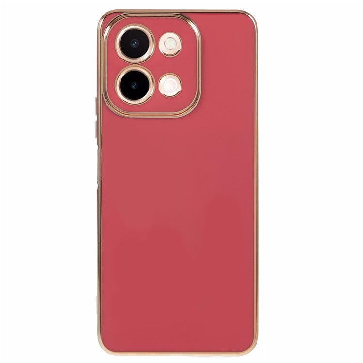 For vivo Y28 4G Case TPU Slim Fit Shockproof Phone Cover 6D Electroplating - Red