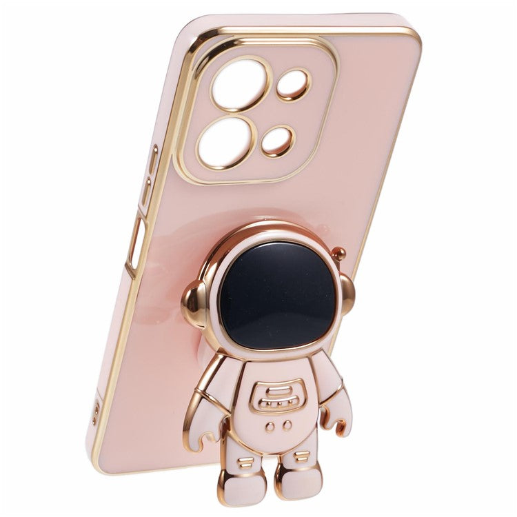 For vivo Y28 4G Case Electroplating Soft TPU Phone Cover Astronaut Hidden Kickstand - Pink