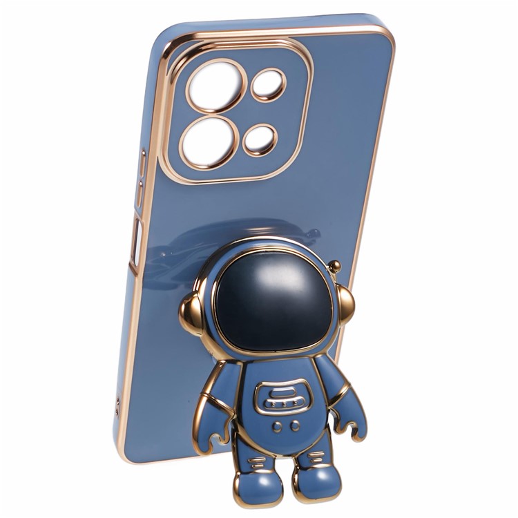 For vivo Y28 4G Case Electroplating Soft TPU Phone Cover Astronaut Hidden Kickstand - Grey