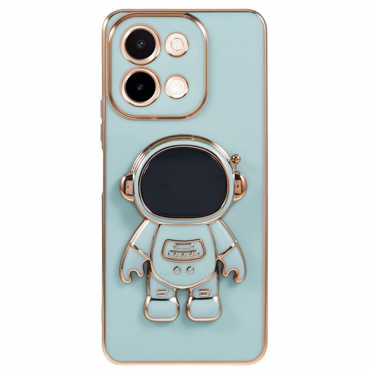 For vivo Y28 4G Case Electroplating Soft TPU Phone Cover Astronaut Hidden Kickstand - Green