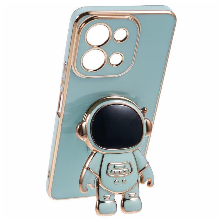 For vivo Y28 4G Case Electroplating Soft TPU Phone Cover Astronaut Hidden Kickstand - Green