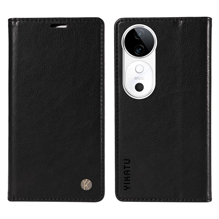 YIKATU YK-006 For vivo S19 5G / V40 5G Wallet Case Litchi Texture Leather Phone Cover - Black