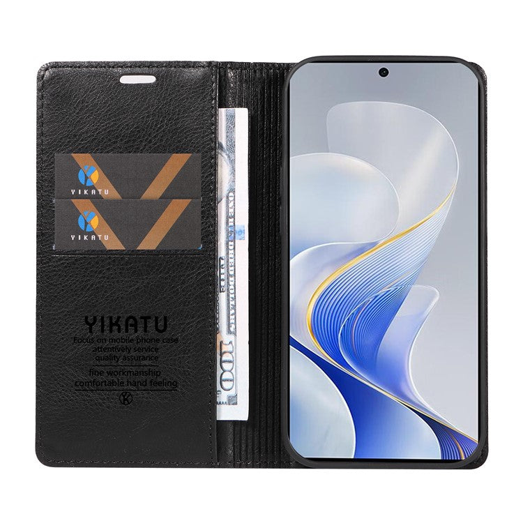 YIKATU YK-006 For vivo S19 5G / V40 5G Wallet Case Litchi Texture Leather Phone Cover - Black