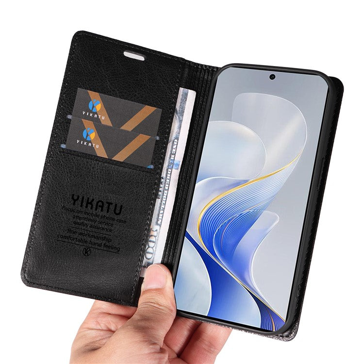 YIKATU YK-006 For vivo S19 5G / V40 5G Wallet Case Litchi Texture Leather Phone Cover - Black