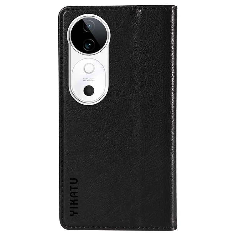 YIKATU YK-006 For vivo S19 5G / V40 5G Wallet Case Litchi Texture Leather Phone Cover - Black