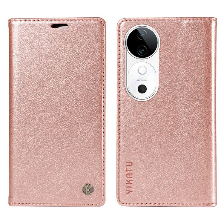 YIKATU YK-006 For vivo S19 5G / V40 5G Wallet Case Litchi Texture Leather Phone Cover - Rose Gold