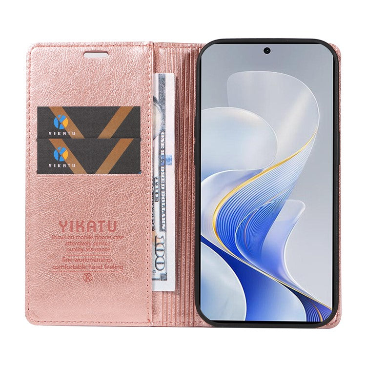 YIKATU YK-006 For vivo S19 5G / V40 5G Wallet Case Litchi Texture Leather Phone Cover - Rose Gold