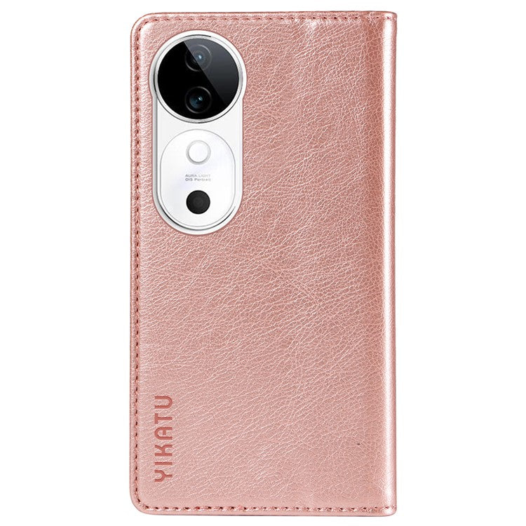 YIKATU YK-006 For vivo S19 5G / V40 5G Wallet Case Litchi Texture Leather Phone Cover - Rose Gold