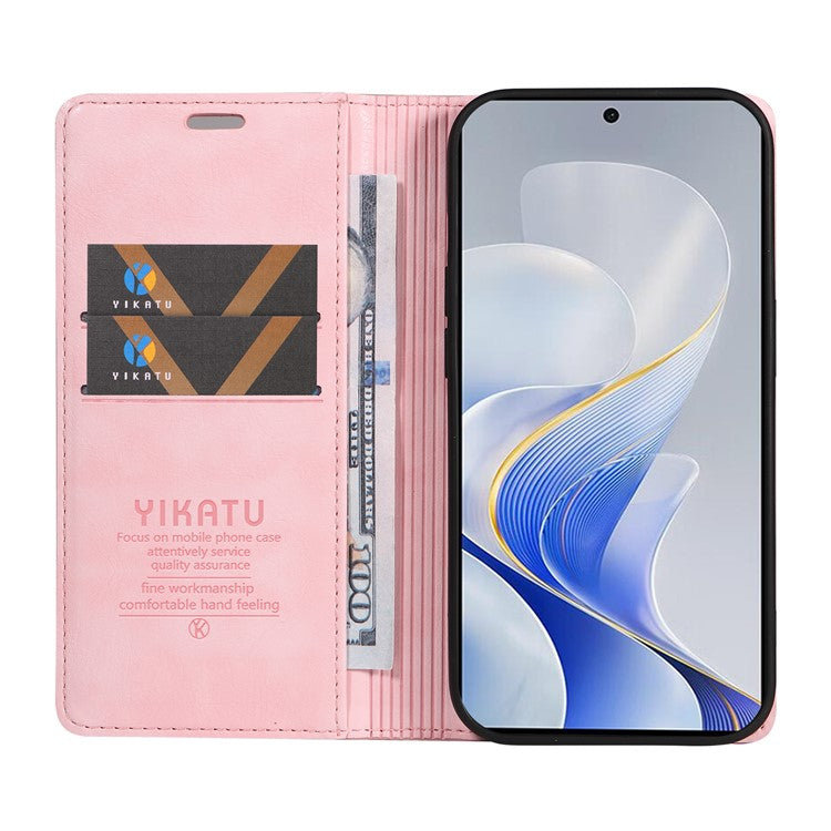 YIKATU YK-006 For vivo S19 5G / V40 5G Wallet Case Litchi Texture Leather Phone Cover - Pink