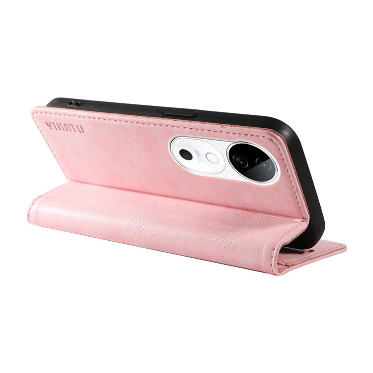 YIKATU YK-006 For vivo S19 5G / V40 5G Wallet Case Litchi Texture Leather Phone Cover - Pink