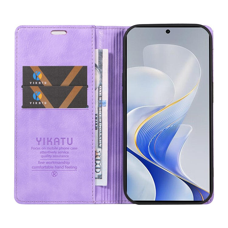 YIKATU YK-006 For vivo S19 5G / V40 5G Wallet Case Litchi Texture Leather Phone Cover - Purple