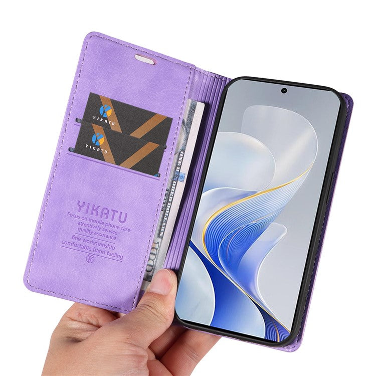 YIKATU YK-006 For vivo S19 5G / V40 5G Wallet Case Litchi Texture Leather Phone Cover - Purple