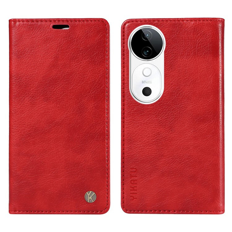 YIKATU YK-006 For vivo S19 5G / V40 5G Wallet Case Litchi Texture Leather Phone Cover - Red