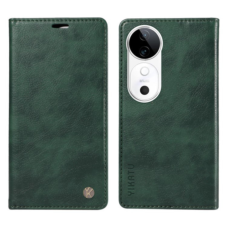 YIKATU YK-006 For vivo S19 5G / V40 5G Wallet Case Litchi Texture Leather Phone Cover - Green