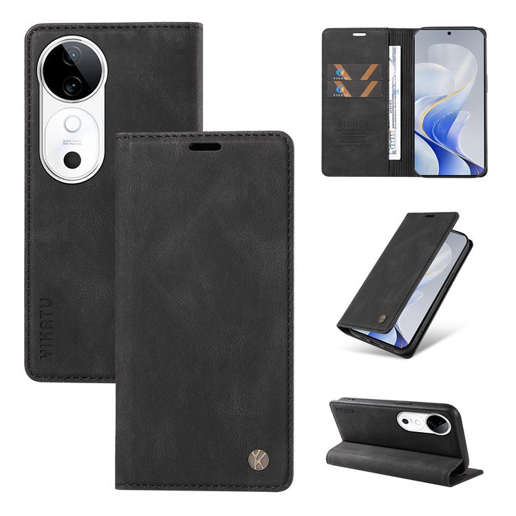 YIKATU YK-004 For vivo S19 5G / V40 5G Case Skin-touch PU Leather Phone Cover - Black