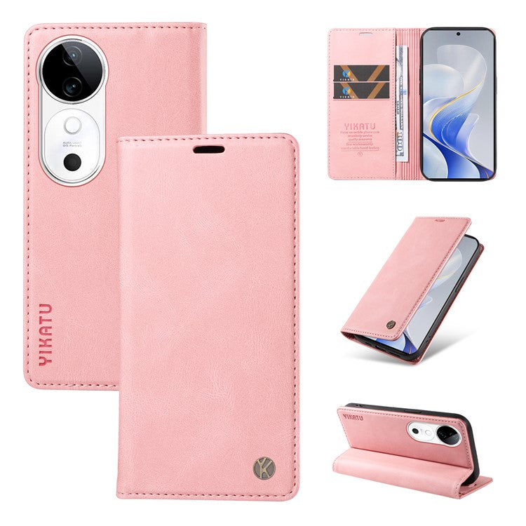 YIKATU YK-004 For vivo S19 5G / V40 5G Case Skin-touch PU Leather Phone Cover - Pink