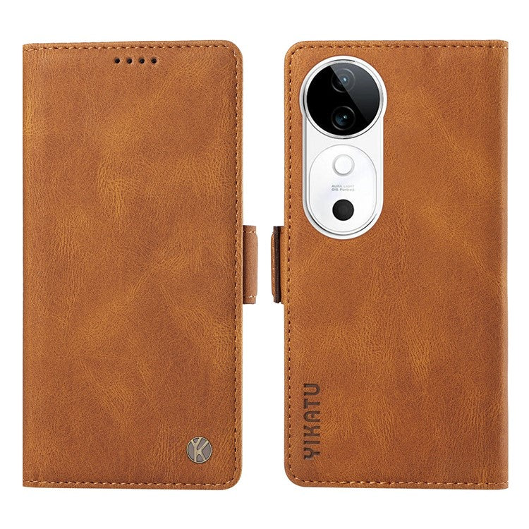 YIKATU YK-005 For vivo S19 5G / V40 5G Leather Phone Case Side Magnetic Clasps - Brown