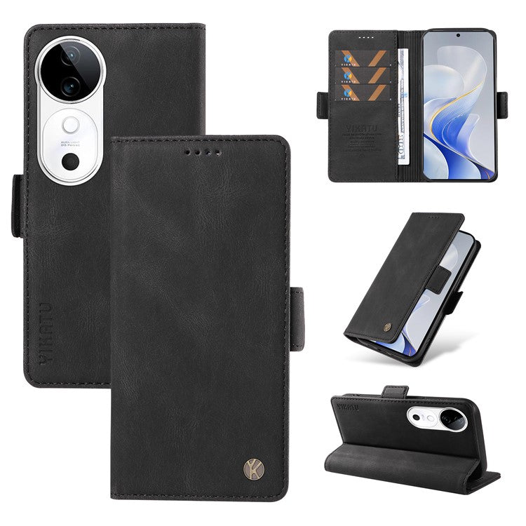 YIKATU YK-005 For vivo S19 5G / V40 5G Leather Phone Case Side Magnetic Clasps - Black