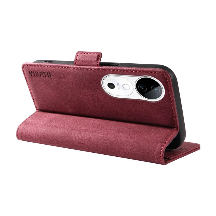 YIKATU YK-005 For vivo S19 5G / V40 5G Leather Phone Case Side Magnetic Clasps - Wine Red