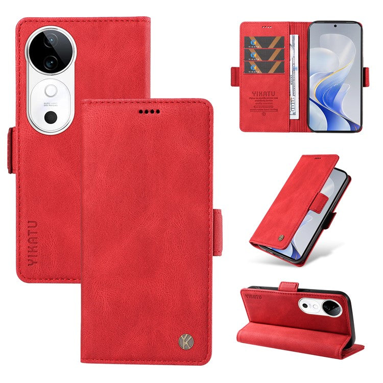 YIKATU YK-005 For vivo S19 5G / V40 5G Leather Phone Case Side Magnetic Clasps - Red