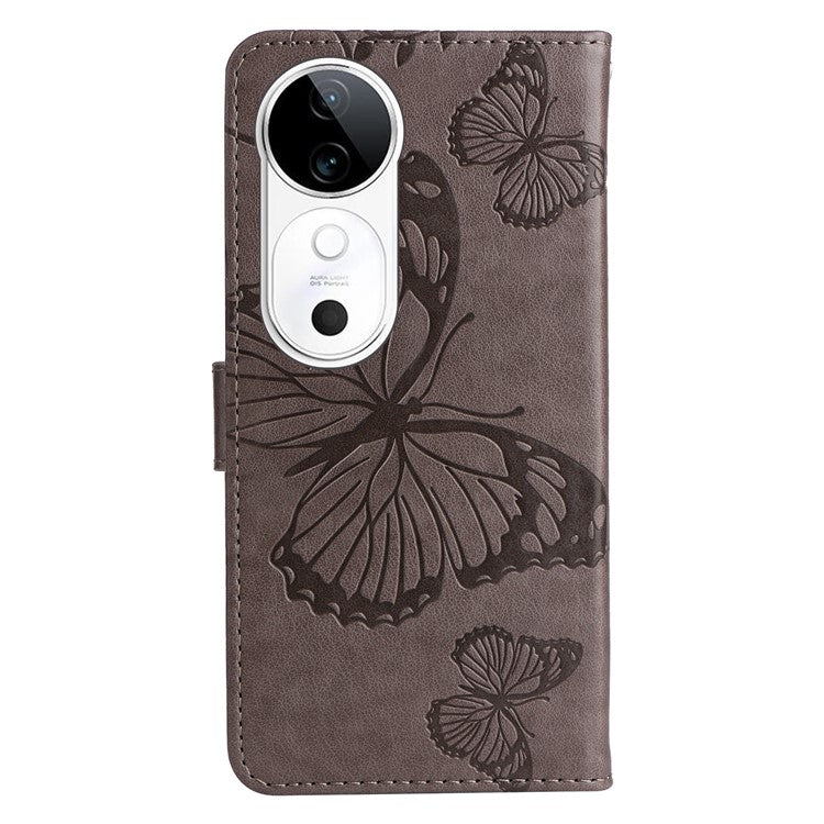 KT Imprinting Flower Series-2 For vivo S19 5G / V40 5G Case Stand Wallet Leather Phone Cover - Grey