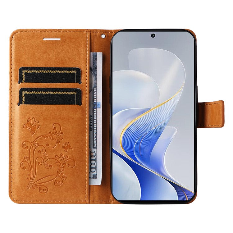 KT Imprinting Flower Series-2 For vivo S19 5G / V40 5G Case Stand Wallet Leather Phone Cover - Yellow