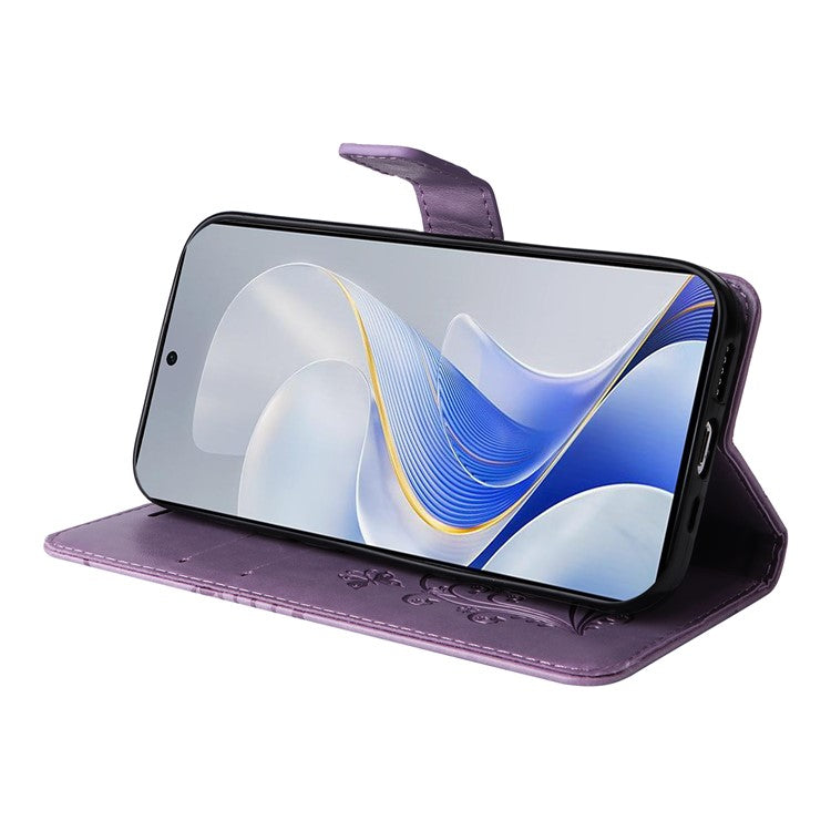 KT Imprinting Flower Series-2 For vivo S19 5G / V40 5G Case Stand Wallet Leather Phone Cover - Purple