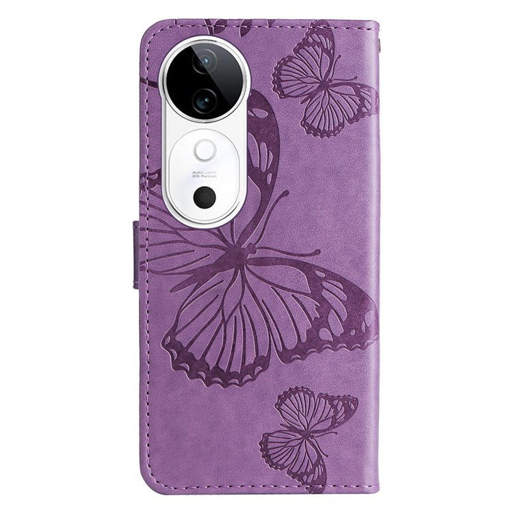 KT Imprinting Flower Series-2 For vivo S19 5G / V40 5G Case Stand Wallet Leather Phone Cover - Purple