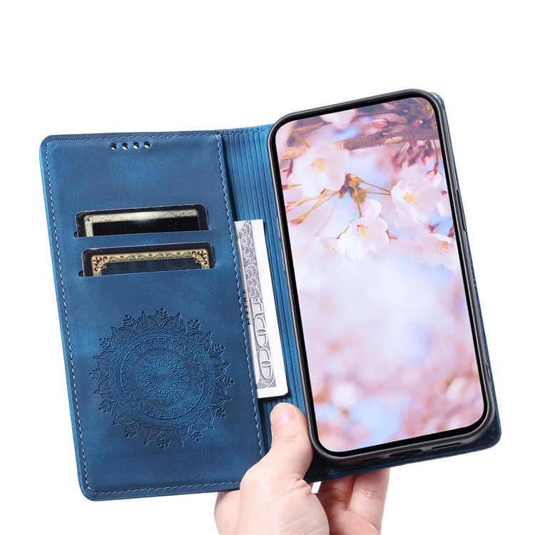 Style 010 For Xiaomi Poco C75 4G / Redmi 14R 5G / 14C 4G Wallet Stand Case Imprinted Leather Phone Cover - Blue