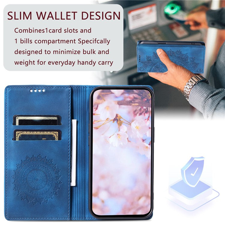 Style 010 For Xiaomi Poco C75 4G / Redmi 14R 5G / 14C 4G Wallet Stand Case Imprinted Leather Phone Cover - Blue