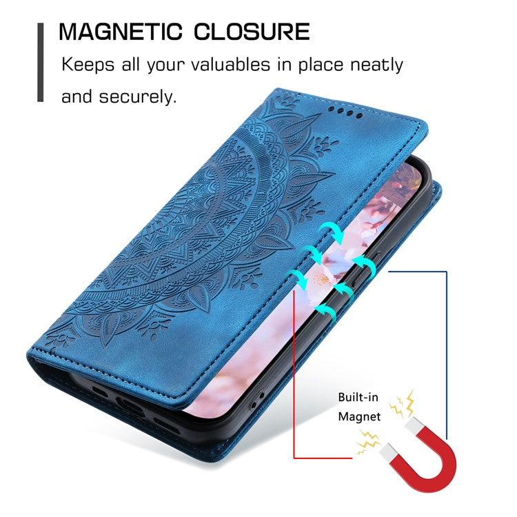 Style 010 For Xiaomi Poco C75 4G / Redmi 14R 5G / 14C 4G Wallet Stand Case Imprinted Leather Phone Cover - Blue