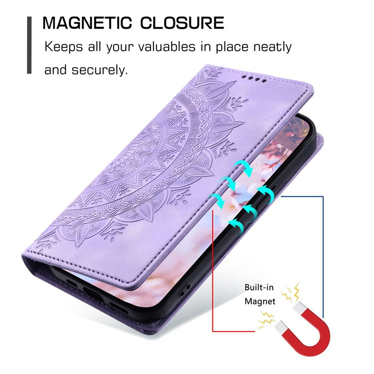 Style 010 For Xiaomi Poco C75 4G / Redmi 14R 5G / 14C 4G Wallet Stand Case Imprinted Leather Phone Cover - Purple