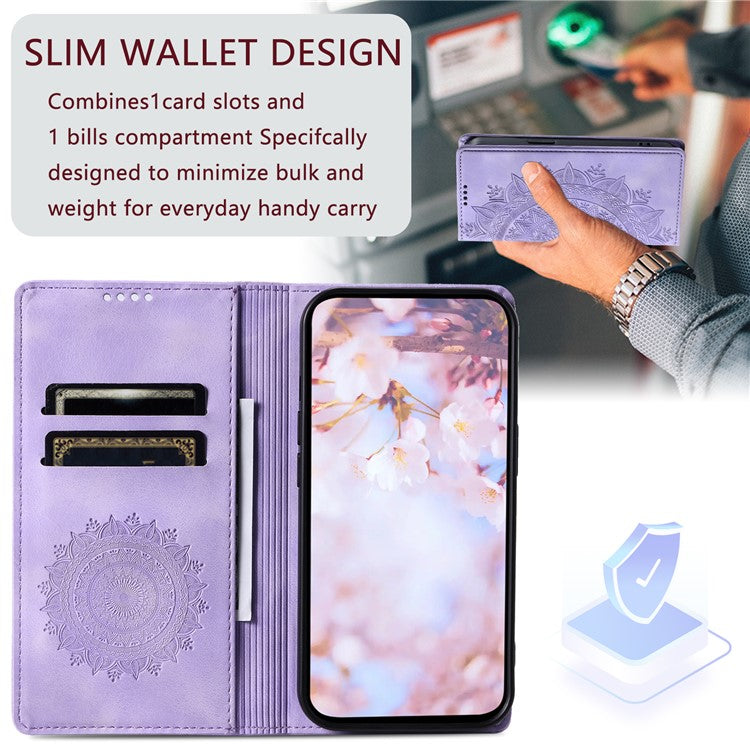 Style 010 For Xiaomi Poco C75 4G / Redmi 14R 5G / 14C 4G Wallet Stand Case Imprinted Leather Phone Cover - Purple