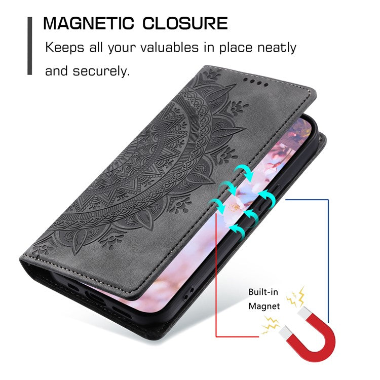 Style 010 For Xiaomi Poco C75 4G / Redmi 14R 5G / 14C 4G Wallet Stand Case Imprinted Leather Phone Cover - Grey