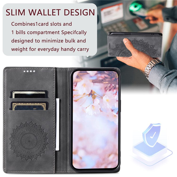 Style 010 For Xiaomi Poco C75 4G / Redmi 14R 5G / 14C 4G Wallet Stand Case Imprinted Leather Phone Cover - Grey