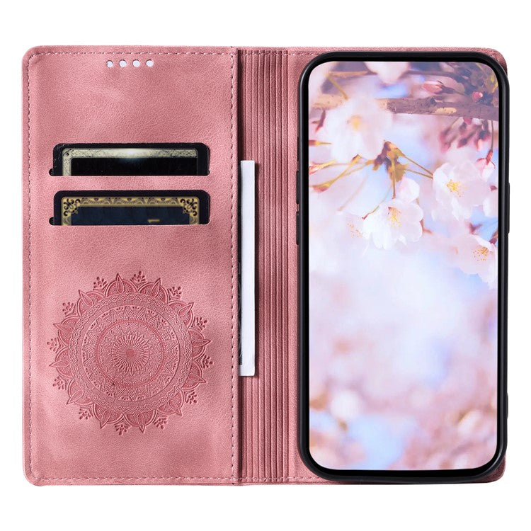 Style 010 For Xiaomi Poco C75 4G / Redmi 14R 5G / 14C 4G Wallet Stand Case Imprinted Leather Phone Cover - Rose Gold