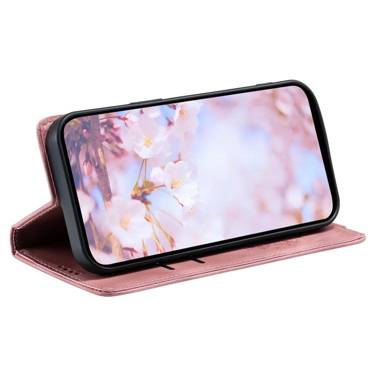 Style 010 For Xiaomi Poco C75 4G / Redmi 14R 5G / 14C 4G Wallet Stand Case Imprinted Leather Phone Cover - Rose Gold