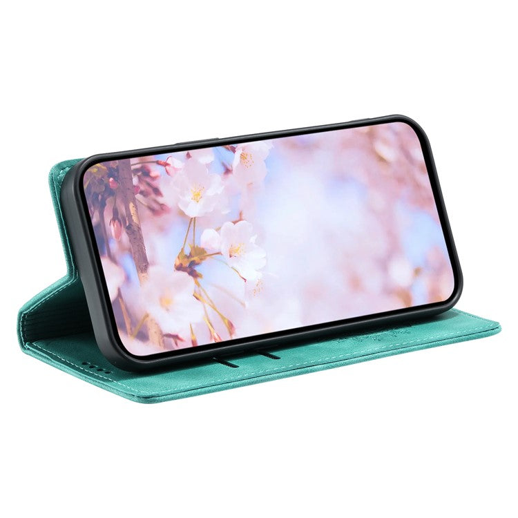 Style 010 For Xiaomi Poco C75 4G / Redmi 14R 5G / 14C 4G Wallet Stand Case Imprinted Leather Phone Cover - Mint Green