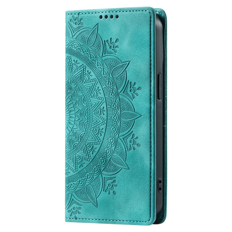 Style 010 For Xiaomi Poco C75 4G / Redmi 14R 5G / 14C 4G Wallet Stand Case Imprinted Leather Phone Cover - Mint Green